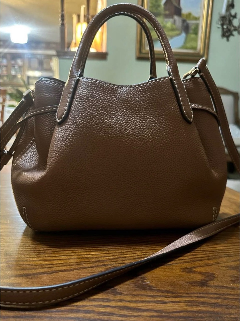 kate spade Brown Leather Mini Satchel with Crossbody Strap Dumpling Bag - Picture 2 of 6